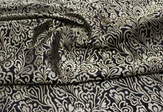 SALE, Black color brocade fabric with light gold pattern, jacket dress jacquard Fabric, by the yard