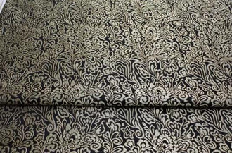 SALE, Black color brocade fabric with light gold pattern, jacket dress jacquard Fabric, by the yard