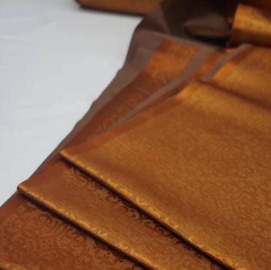Golden brown color brocade fabric, wedding jacket dress fabric, jacquard fabric, by the yard