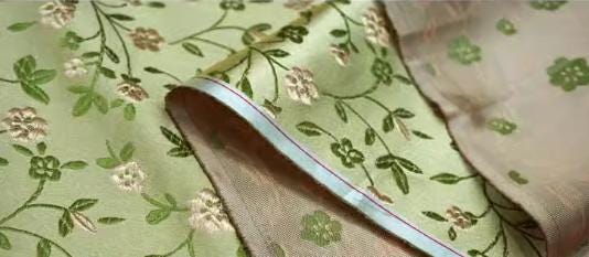 SALE, Light gold color brocade fabric with flora pattern, jacket dress fabric, wedding jacquard fabric, by the yard