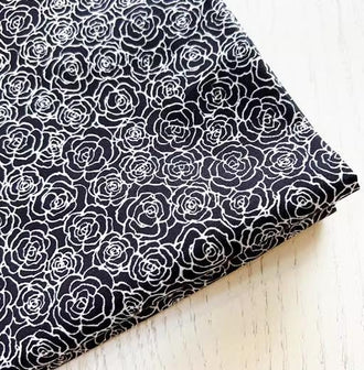 Black rose fabric, pure cotton high-density poplin fabric,  suitable for handmade bags, clothing, home fabrics, cotton cloth