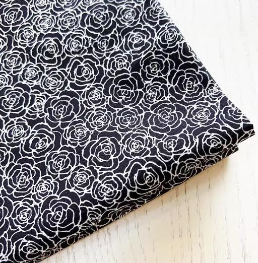 Black rose fabric, pure cotton high-density poplin fabric,  suitable for handmade bags, clothing, home fabrics, cotton cloth