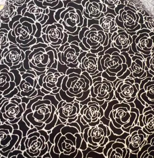 Black rose fabric, pure cotton high-density poplin fabric,  suitable for handmade bags, clothing, home fabrics, cotton cloth