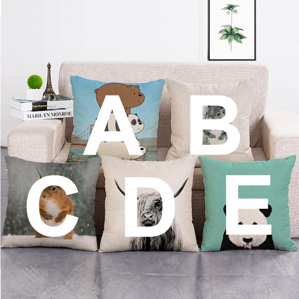 Cushion Cover SET Cotton Linen Throw Pillow, Pandas - LiYiFabrics