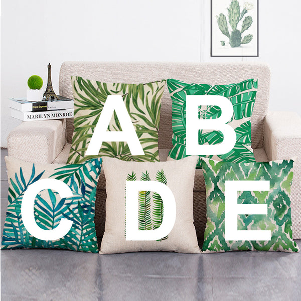 Cushion Cover SET Cotton Linen Throw Pillow,Leaves - LiYiFabrics