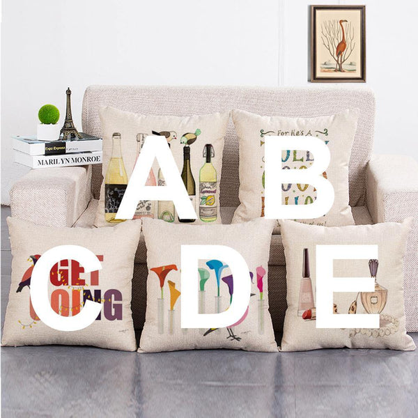 Cushion Cover SET Cotton Linen Throw Pillow, Bird design - LiYiFabrics