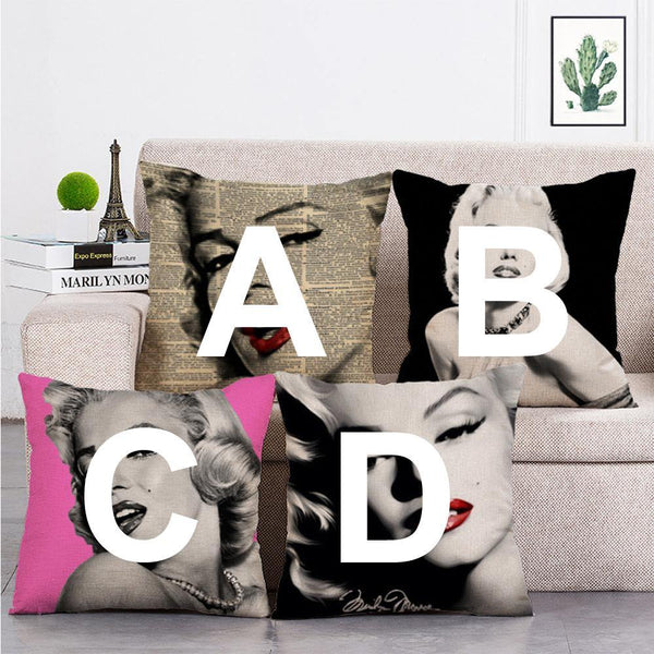Cushion Cover SET Cotton Linen Throw Pillow,Marilyn Monroe design - LiYiFabrics