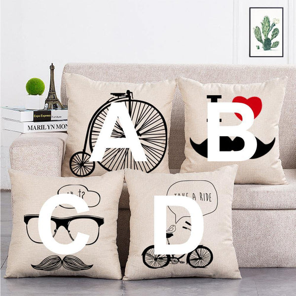 Cushion Cover SET Cotton Linen Throw Pillow, I Love Beard style - LiYiFabrics