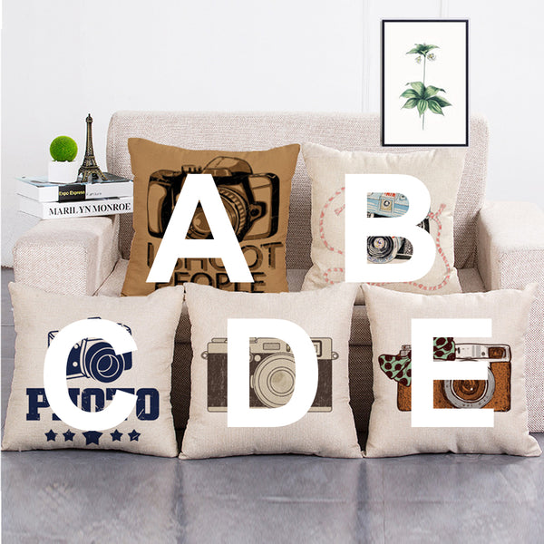 Cushion Cover SET Cotton Linen Throw,Camera style - LiYiFabrics