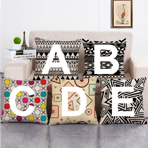 Cushion Cover SET Cotton Linen Throw Pillow,Geometry - LiYiFabrics
