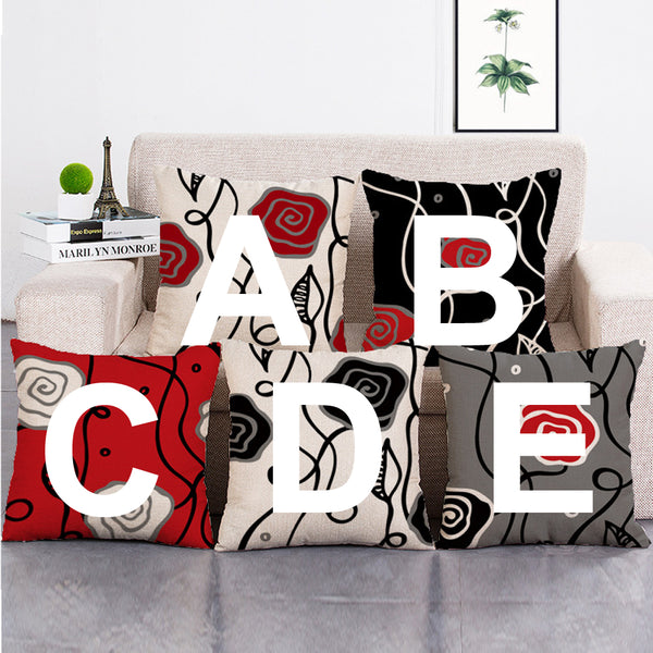 Cushion Cover SET Cotton Linen Throw Pillow,Abstract Flowers design by lyfabrics - LiYiFabrics