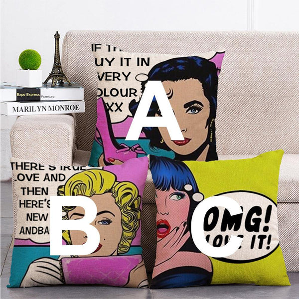Cushion Cover SET Cotton Linen Throw Pillow,Marilyn Monroe design - LiYiFabrics