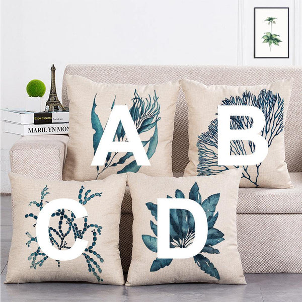 Cushion Cover SET Cotton Linen Throw Pillow, Plants - LiYiFabrics