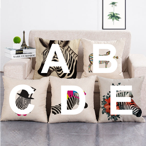 Cushion Cover SET Cotton Linen Throw Pillow, Zebras - LiYiFabrics