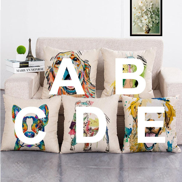 Cushion Cover SET Cotton Linen Throw Pillow,Dog - LiYiFabrics