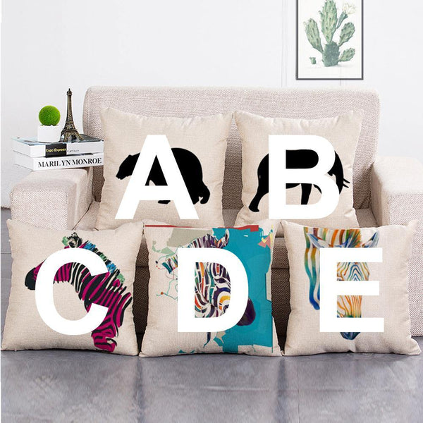 Cushion Cover SET Cotton Linen Throw Pillow, Animals - LiYiFabrics