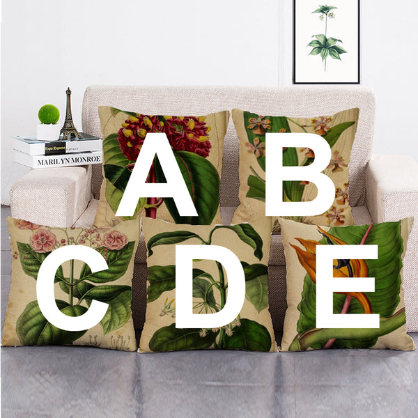 Cushion Cover SET Cotton Linen Throw Pillow,Green Plants - LiYiFabrics