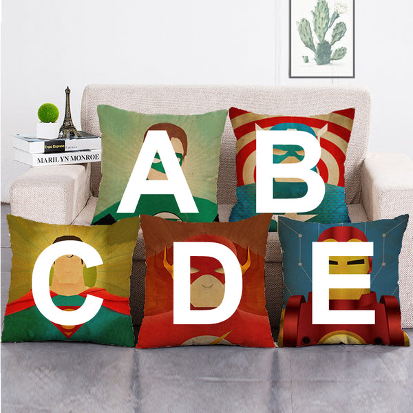 Cushion Cover SET Cotton Linen Throw Pillow, Super Heros - LiYiFabrics