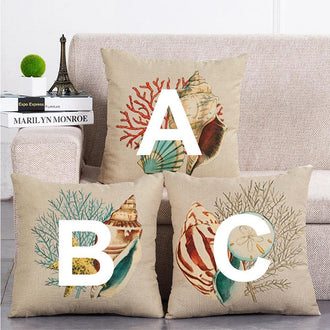 Cushion Cover SET Cotton Linen Throw Pillow,Sea Animals design