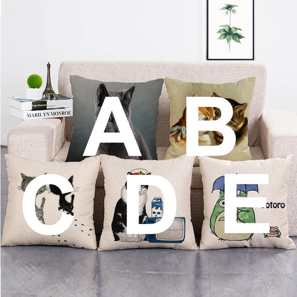 Cushion Cover SET Cotton Linen Throw Pillow, Animals design - LiYiFabrics