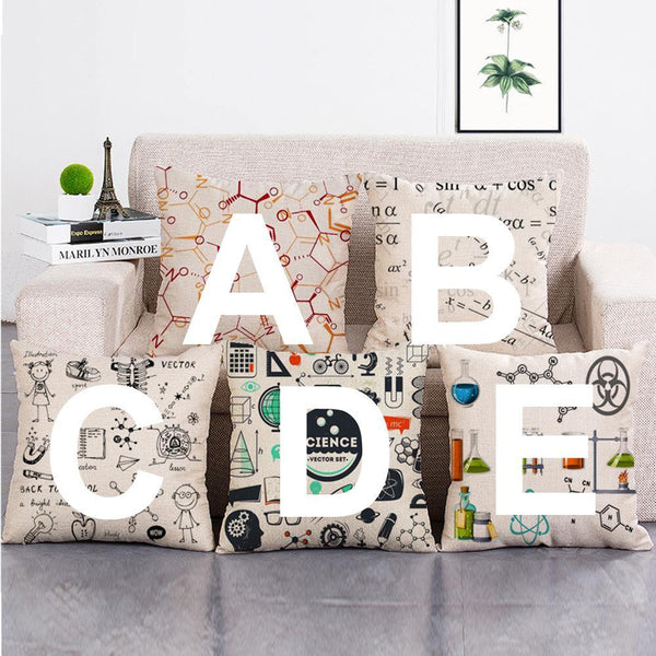 Cushion Cover SET Cotton Linen Throw Pillow, Formulas - LiYiFabrics