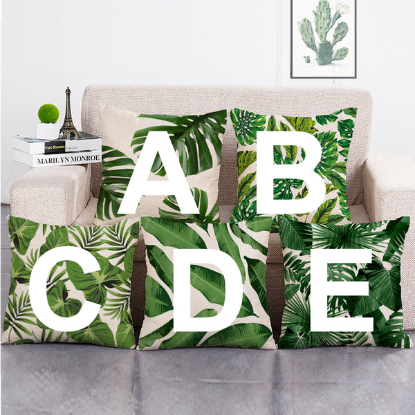 Cushion Cover SET Cotton Linen Throw Pillow,Leaves - LiYiFabrics