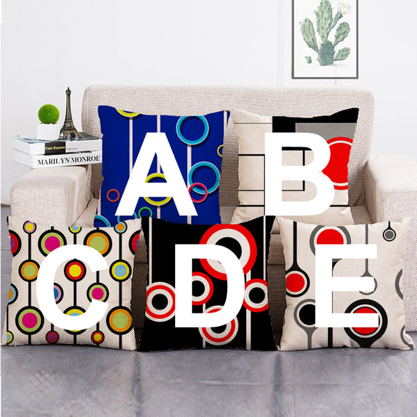 Cushion Cover SET Cotton Linen Throw Pillow,Circles - LiYiFabrics