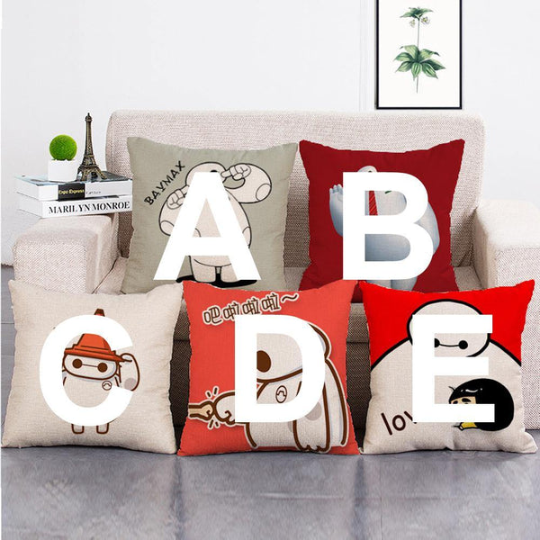 Cushion Cover SET Cotton Linen Throw Pillow, Baymax style - LiYiFabrics