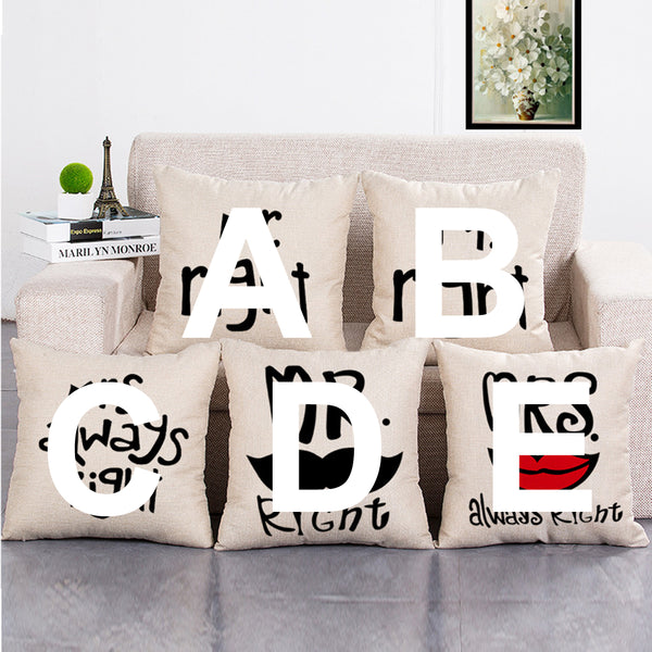 Cushion Cover SET Cotton Linen Throw Pillow,Mr.Right - LiYiFabrics