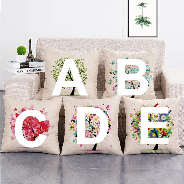 Cushion Cover SET Cotton Linen Throw Pillow, Flower Trees - LiYiFabrics