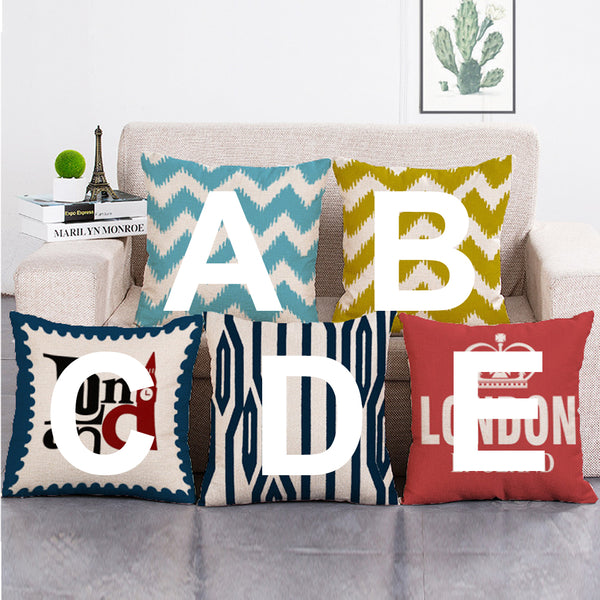 Cushion Cover SET Cotton Linen Throw Pillow,London Style - LiYiFabrics