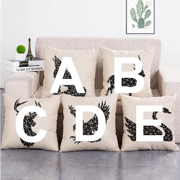 Cushion Cover SET Cotton Linen Throw Pillow, Animals design - LiYiFabrics