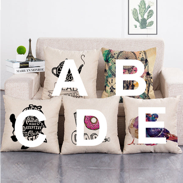 Cushion Cover SET Cotton Linen Throw Pillow, Teapot - LiYiFabrics