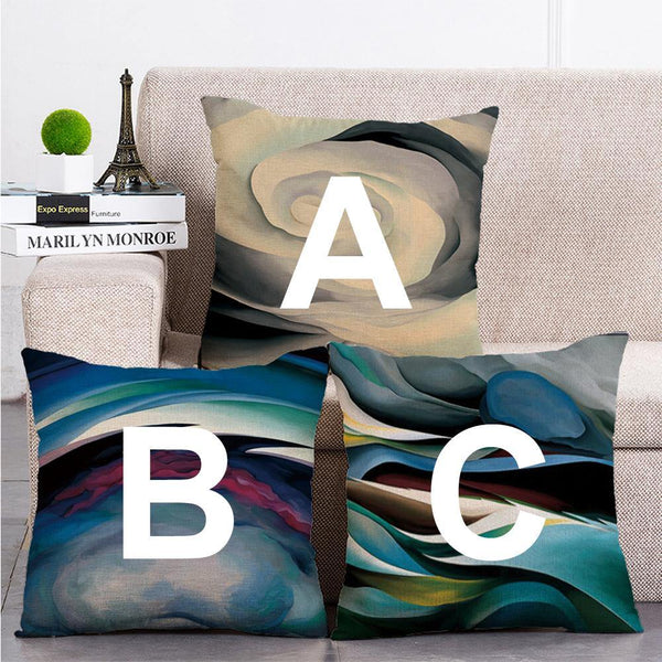 Cushion Cover SET Cotton Linen Throw Pillow, Abstract Flowers design - LiYiFabrics