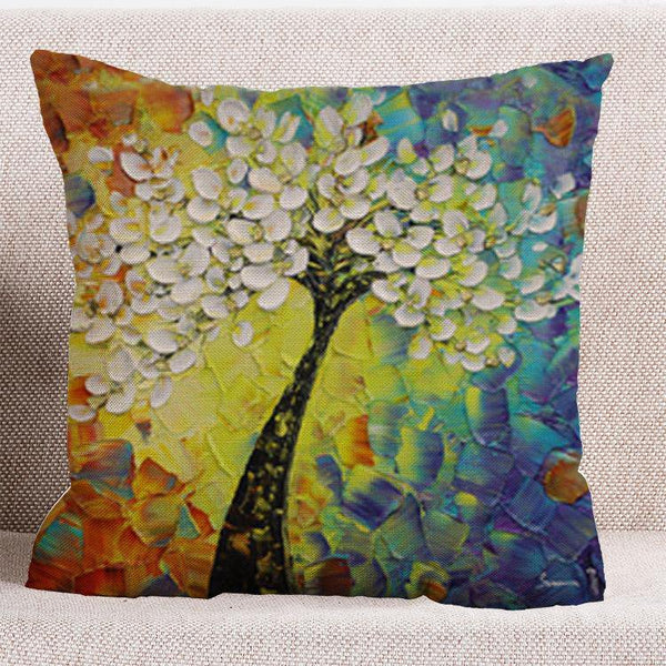 Cushion Cover SET Cotton Linen Throw Pillow, Oil Painting Style - LiYiFabrics