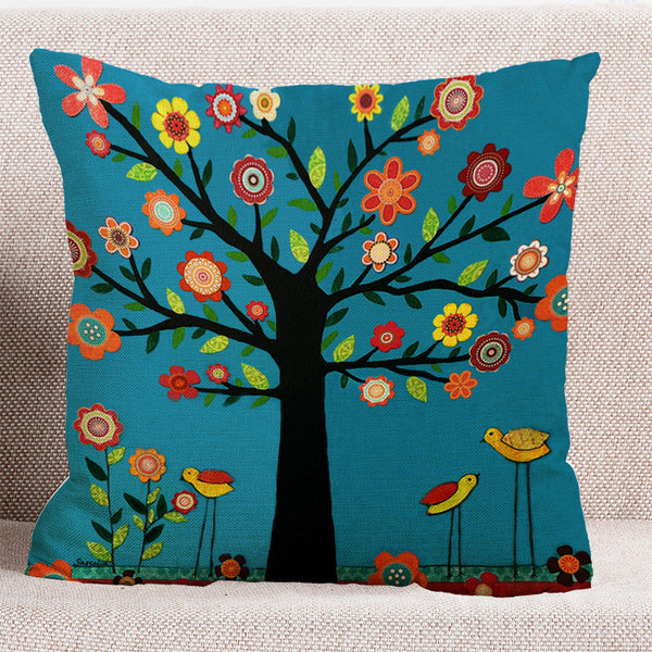 Cushion Cover SET Cotton Linen Throw Pillow,Trees - LiYiFabrics