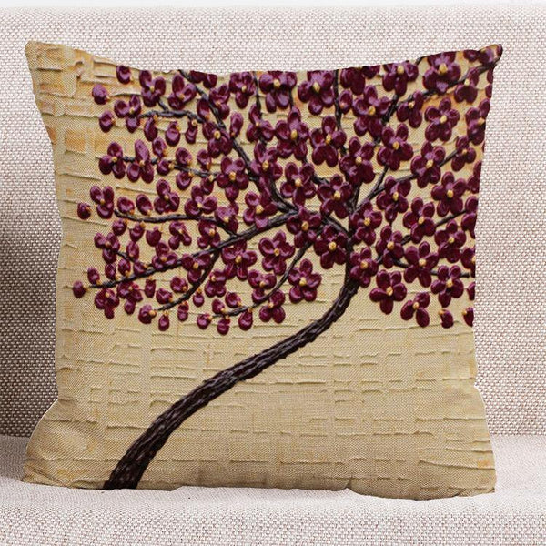 Cushion Cover SET Cotton Linen Throw Pillow, Oil Painting Style - LiYiFabrics