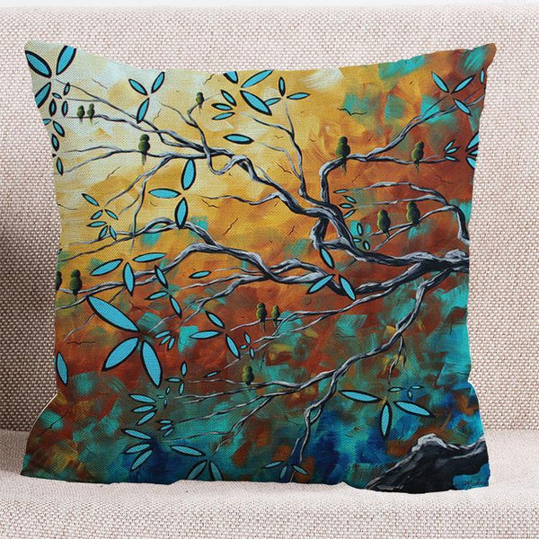 Cushion Cover SET Cotton Linen Throw Pillow, Oil Painting Style - LiYiFabrics