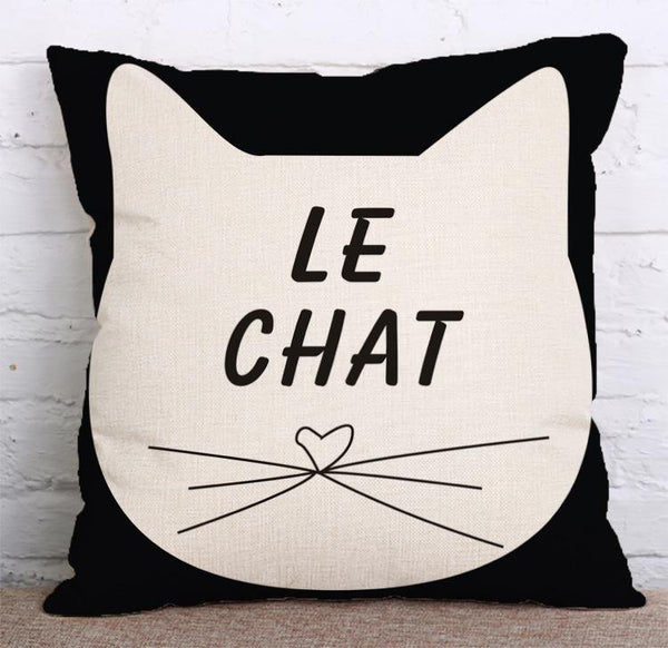 Cushion Cover SET Cotton Linen Throw Pillow, cartoon cat design - LiYiFabrics