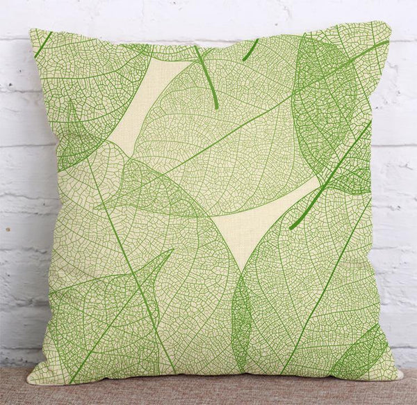 Cushion Cover Cotton & Linen Throw Pillow,Leaf - LiYiFabrics