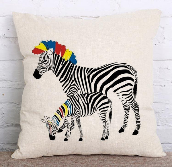 Cushion Cover SET Cotton Linen Throw Pillow, Zebra - LiYiFabrics