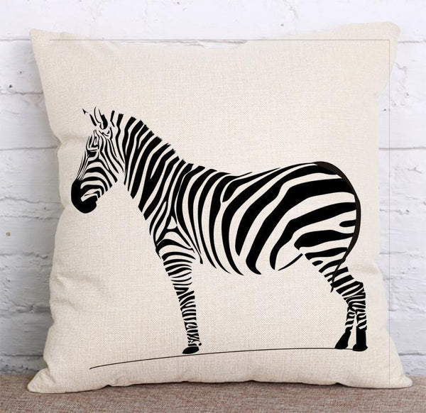 Cushion Cover SET Cotton Linen Throw Pillow, Zebra - LiYiFabrics