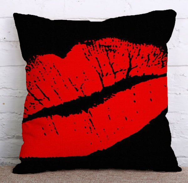 Cushion Cover SET Cotton Linen Throw Pillow,Lips - LiYiFabrics