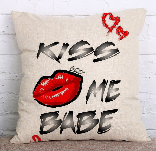 Cushion Cover SET Cotton Linen Throw Pillow,Lips - LiYiFabrics