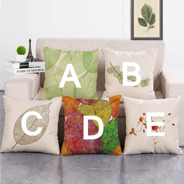Cushion Cover Cotton & Linen Throw Pillow,Leaf - LiYiFabrics