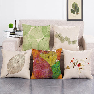Cushion Cover Cotton & Linen Throw Pillow,Leaf - LiYiFabrics