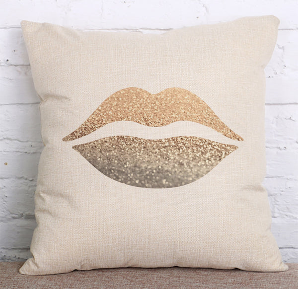 Cushion Cover SET Cotton Linen Throw Pillow,Lips - LiYiFabrics