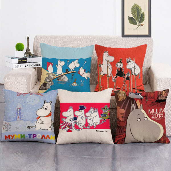 Cushion Cover SET Cotton Linen Throw Pillow,Moomin - LiYiFabrics