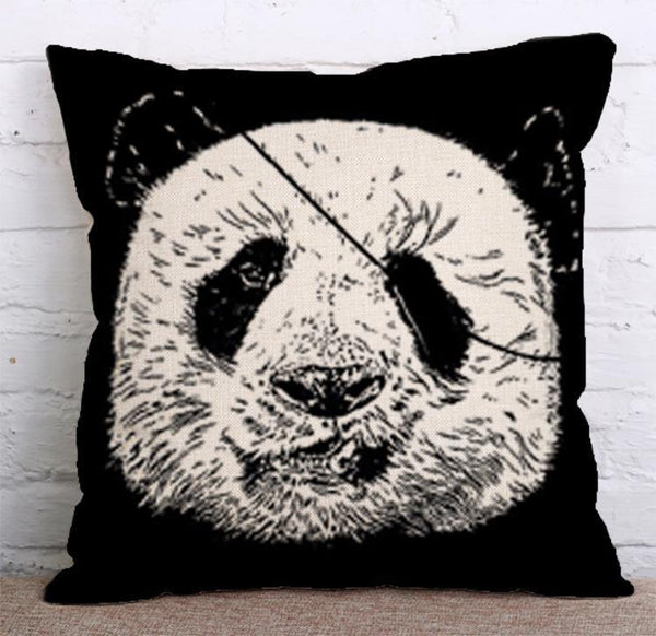 Cushion Cover SET Cotton Linen Throw Pillow, Panda - LiYiFabrics