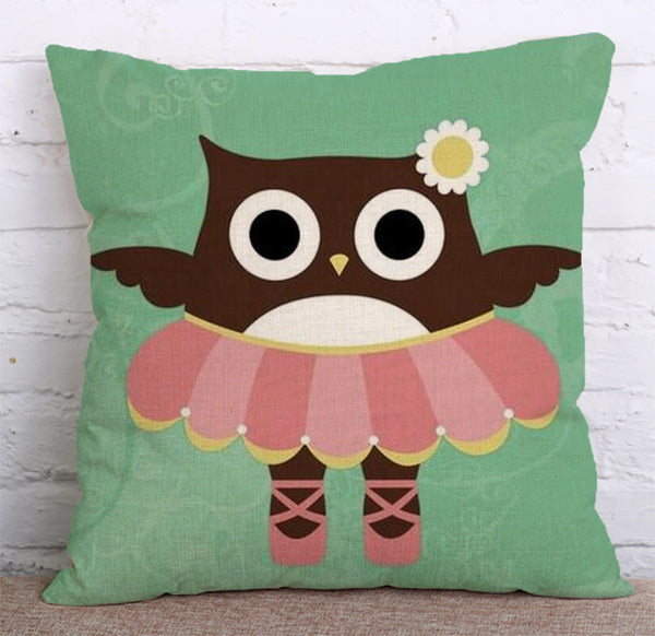 Cushion Cover SET Cotton Linen Throw Pillow,Owl - LiYiFabrics